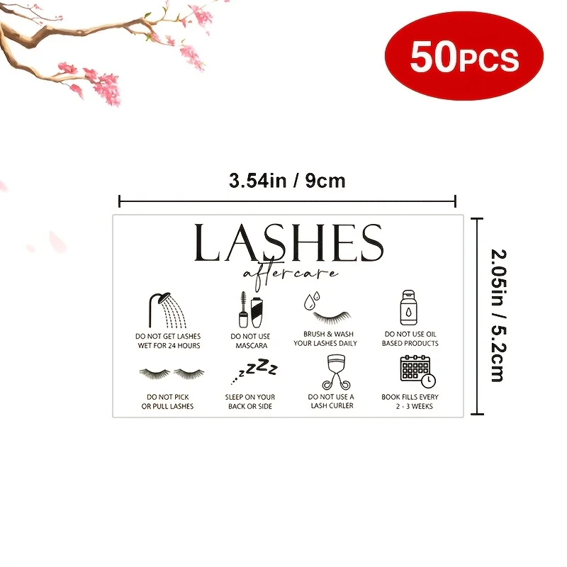 50Pcs Eyelash Postoperative Care Instruction Cards, Suitable for Eyelash Studio Christmas and Birthday Gifts