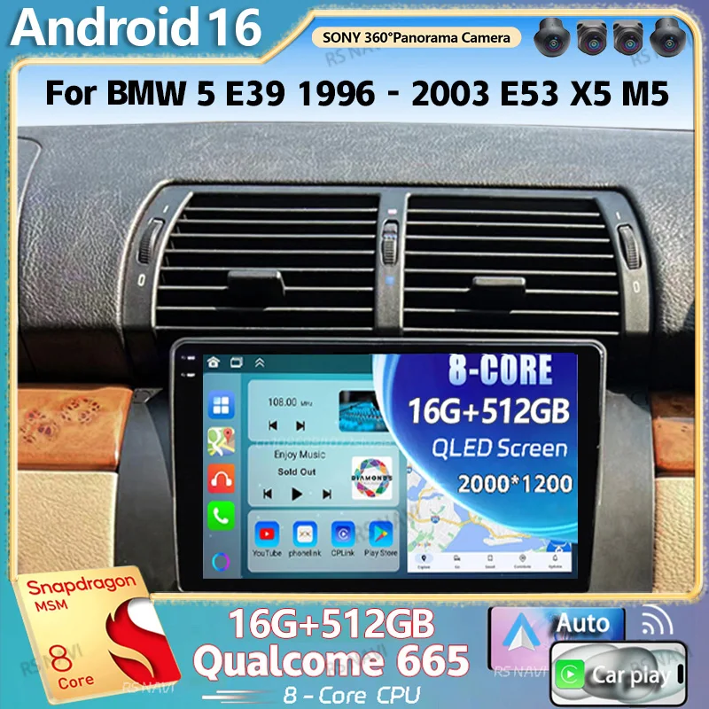 

Android 16 For BMW 5 E39 1996 - 2003 E53 X5 M5 2K QLED Android Car Radio Multimedia Video Player GPS Stereo CarPlay
