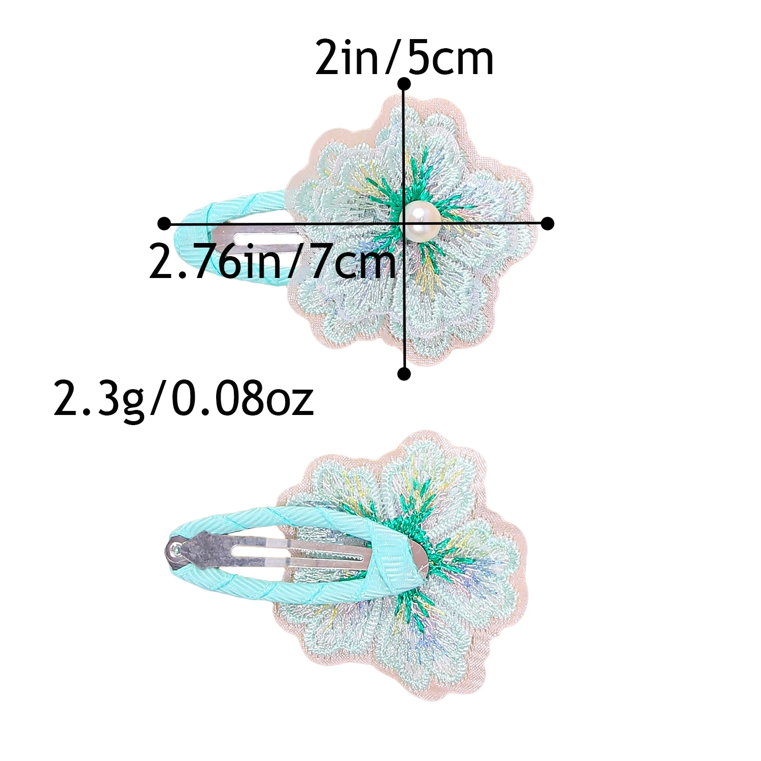 8/16 pçs pérola chiffon bordado floco de neve grampos de cabelo para meninas tecido borda bb clipes para crianças decoração diária acessórios para o cabelo