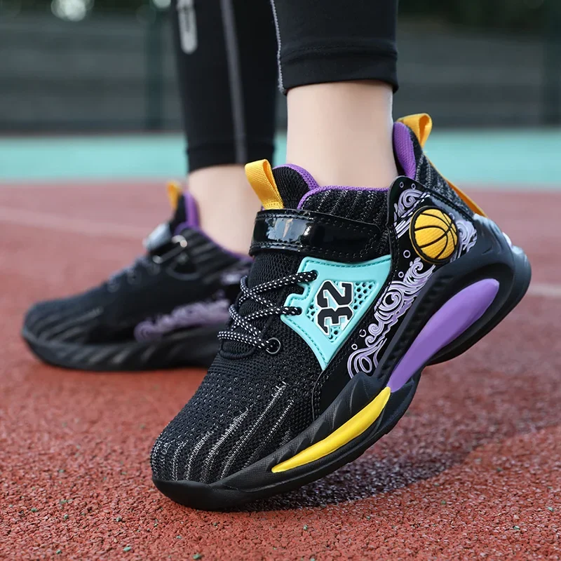 Brand Kids' Sports Shoes Boys Basketball Sports Tennis Shoes Fashion Comfortable Teenager Casual Sneakers Non-slip Running Shoes