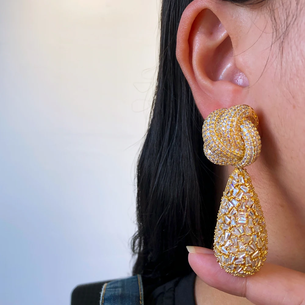 Missvikki Luxury Gorgeous Shiny CZ Earrings Wedding Party Accessories Bridal Charm  Women Lady Friends Phoebe Same Style Jewelry