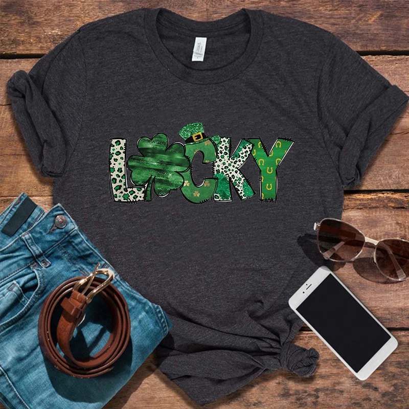 Lucky St Patty's Day Shirt St Patrick's Tops Shamrock Tshirt Retro Patricks Tee Funny St Patrick's Aesthetic Clothes