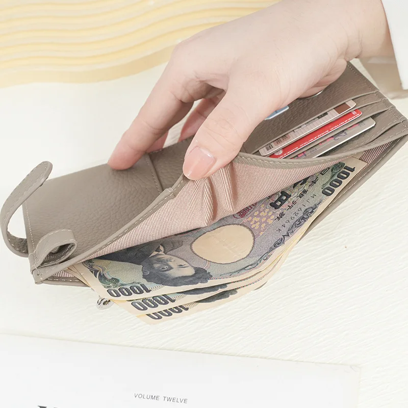 Genuine Leather Passport Holder Ultra-Thin Multi-Functional Document Wallet Zipper Snap Closure Travel Organizer