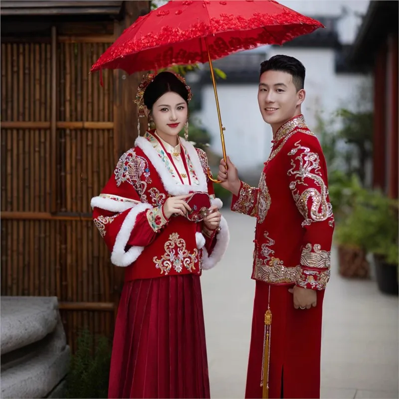 New Chinese-style national style Han toast red dress set design clothing
