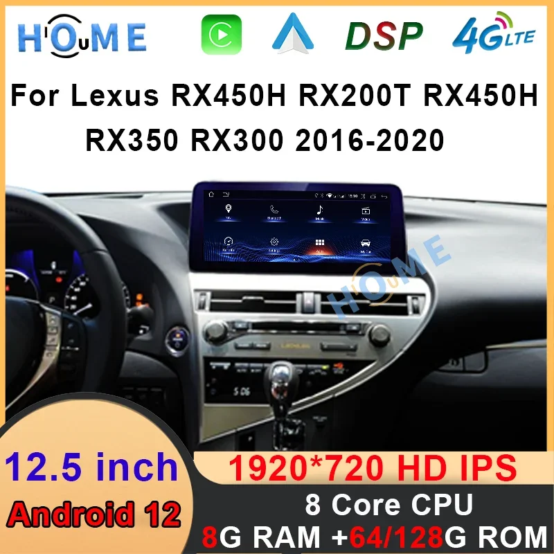 Carplay AndroidAuto For Lexus RX RX200t Rx300 Rx350 Rx450h RX400h RX350L 8+128G Car Radio GPS Navigation Multimedia Player 4G BT