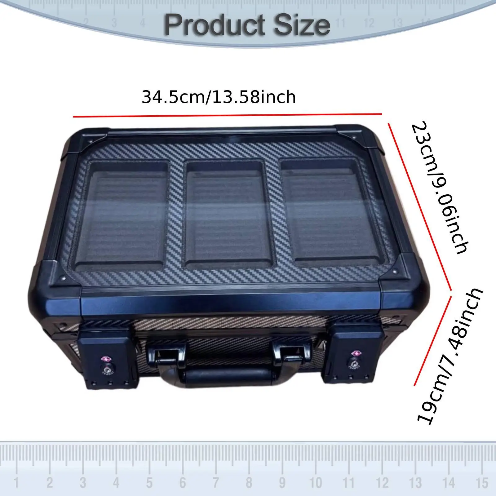 graded-card-case-sturdy-protector-lightweightportablecards-holder3-slots-trading-card-storage-box-with-locks-sport-cards-case
