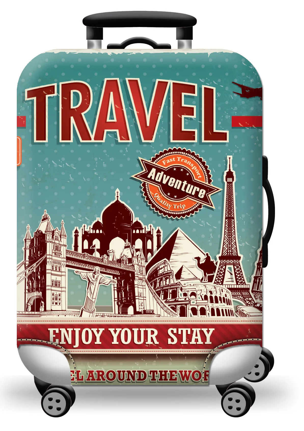 QUEENSHOW Housse de Valise Carte du Monde 10