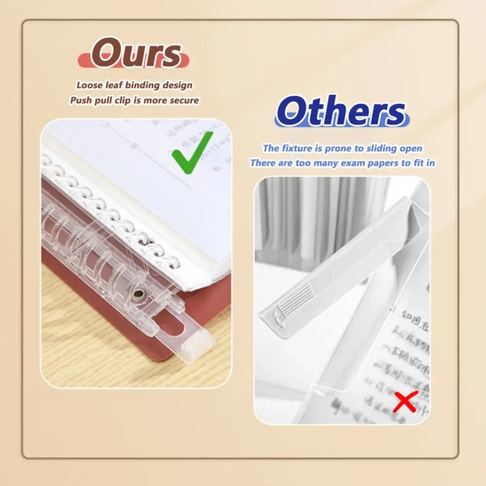

Simple Loose Leaf A3 File Folder Detachable Students Stationery Exam Paper Storage Bag Transparent Office Storage Booklet Gift