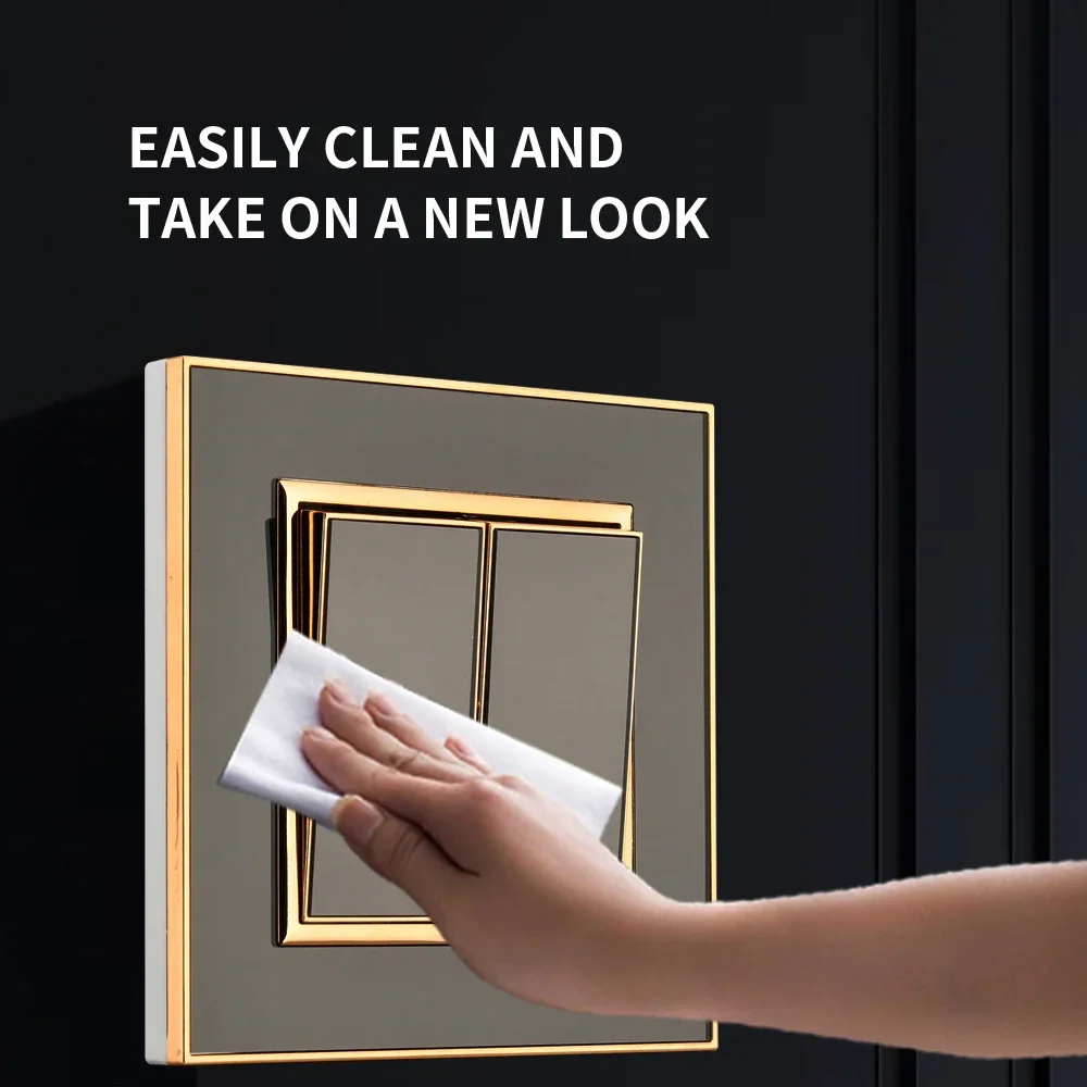 أسود مرآة الاكريليك الجدار مفتاح الإضاءة لهب لوحة زر 2 عصابة 1 طريقة الجدار الروك مفتاح مزدوج تشغيل/إيقاف التيار المتناوب 250 فولت #3