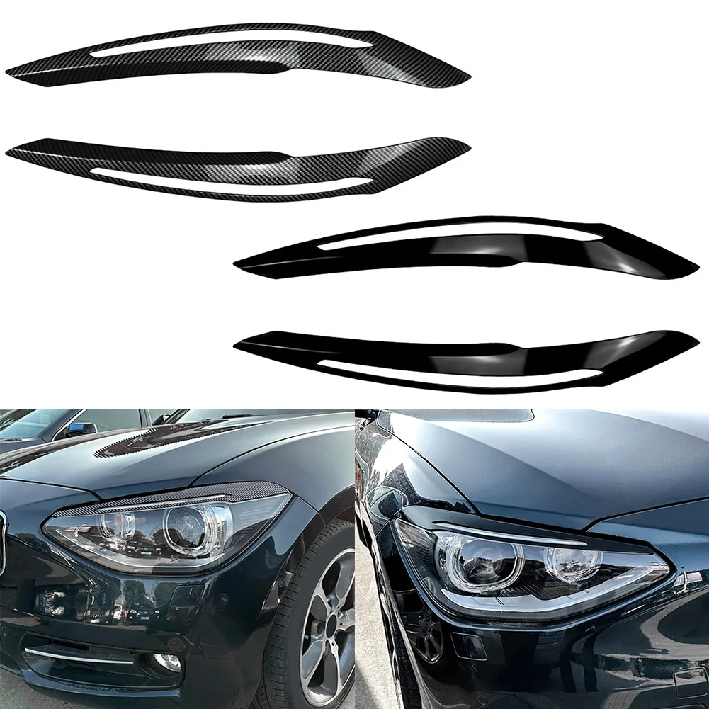 

2pcs Black Car Headlight Eyebrows Trim For BMW 1 Series F20 F21 Pre 2011-2014 LCI Headlamp Eye Lid Cover Car Accessories Set