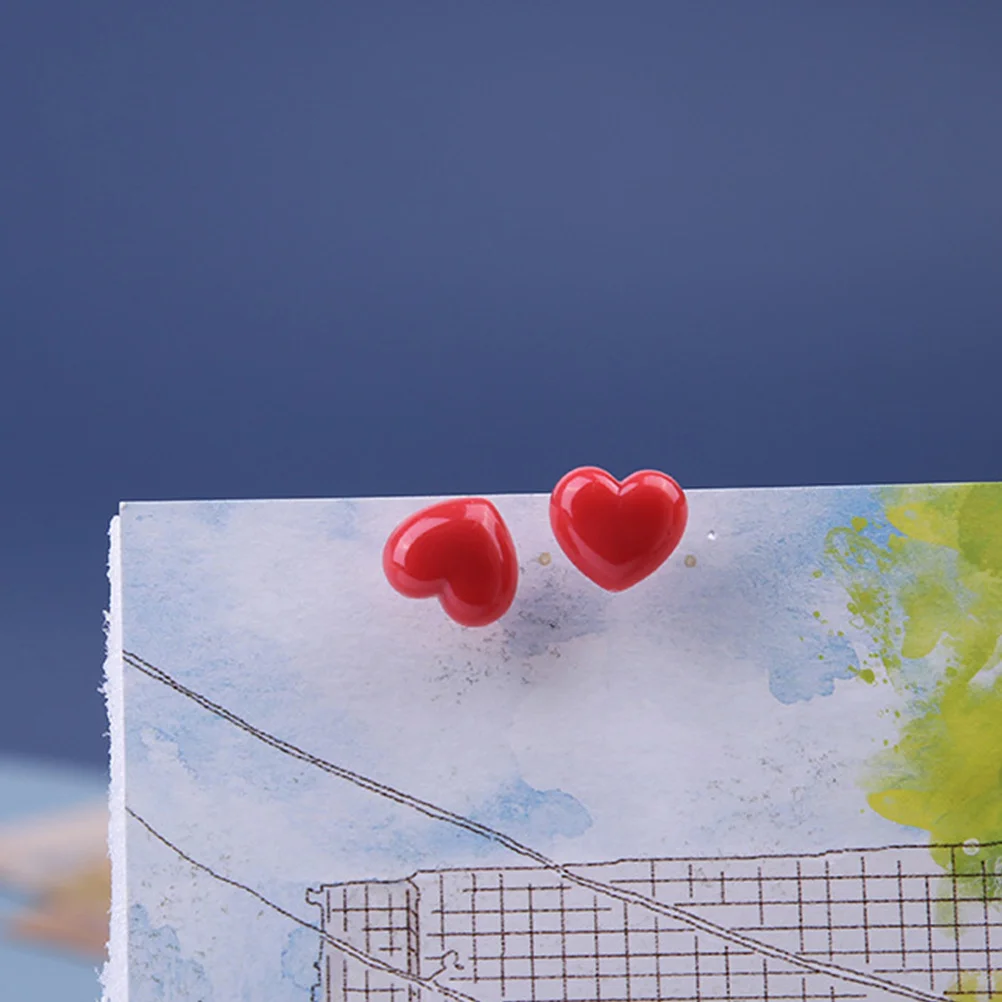 50Pcs Red Heart Push Pins Steel Point Thumb Tacks for Cork Board Bulletin Board Photos Messages Maps Heart Location Markers