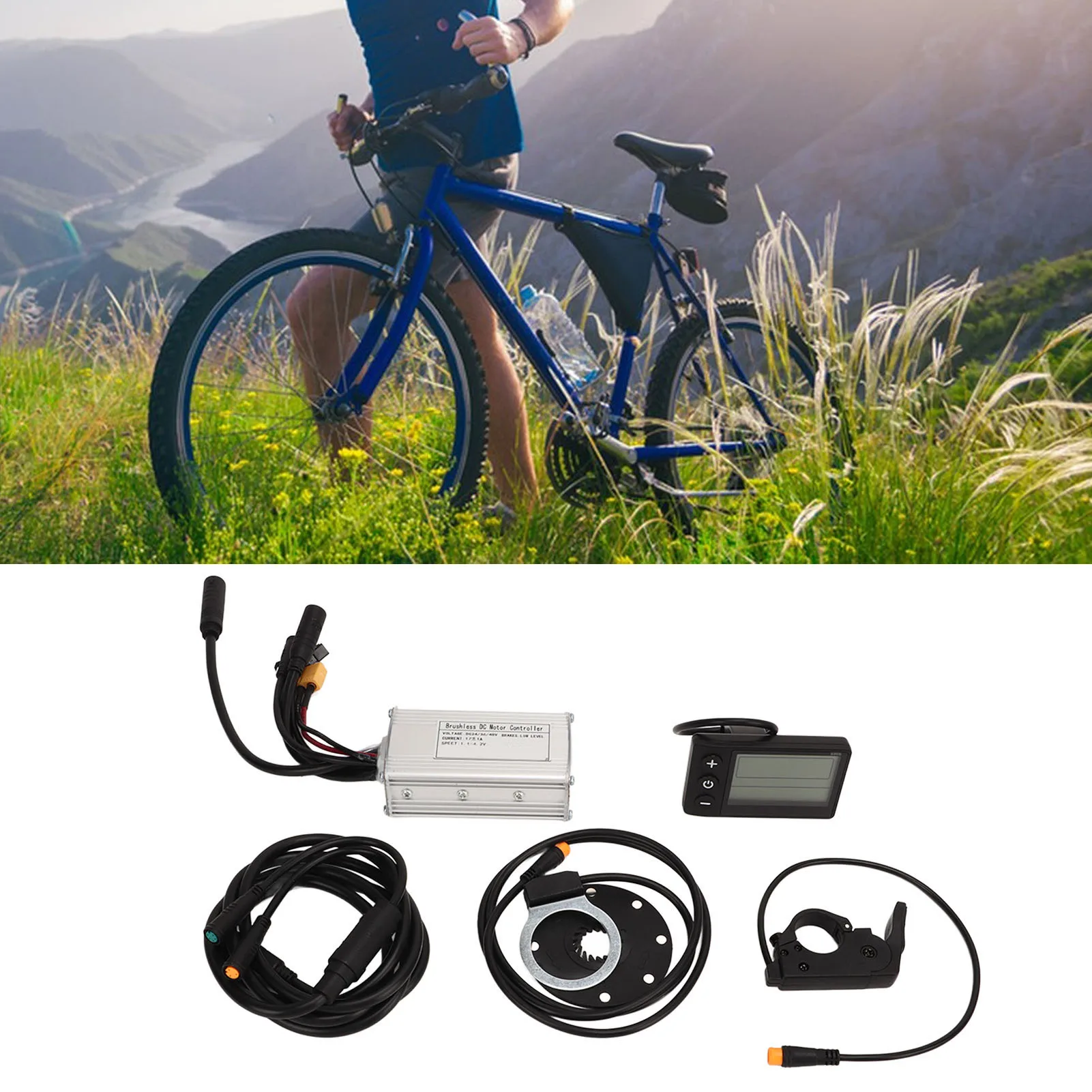 

Electric Bike Controller Kit Aluminum Alloy ABS Plastic Electric Thumb Throttle Waterproof for Electric Folding Bikes