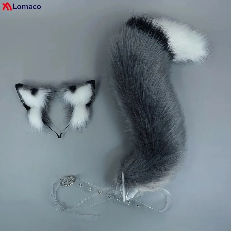 

CyPlush повязка на голову с волчьими лисьими ушками, пушистый хвост, Лолита, кавайный пушистый меховой костюм, повязки для волос, хвосты, милые милые девушки, женская вечеринка, реквизит для косплея