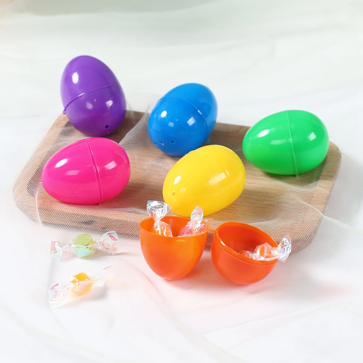 12/24Pcs Fillable Easter Eggs Plastic Opening Empty Egg Toys Colorful Candies Gift Packaging Boxes Easter Party Home Decoration