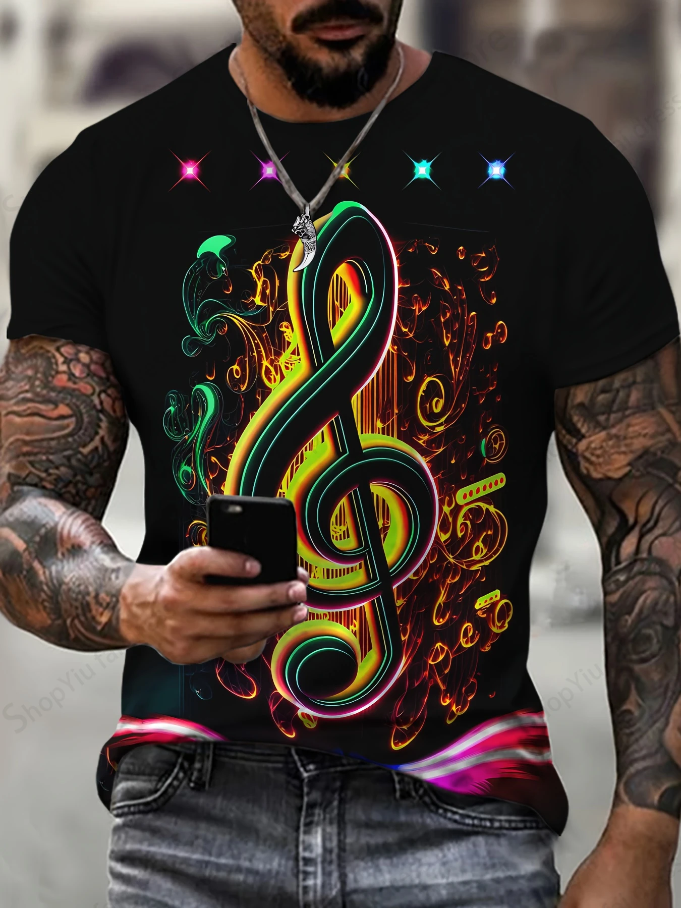 Music Note 3d Print T-shirt Men Women Fashion Short Sleeve T-shirt Kids Hip Hop Tops Tees Streetwear Oversized Tshirt Summer Top