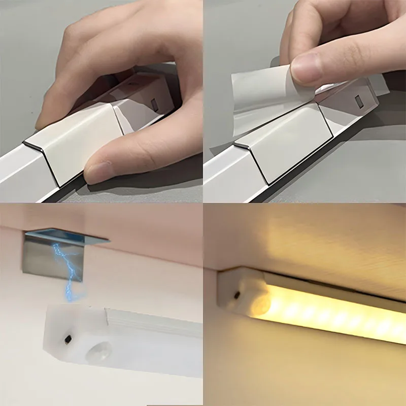 LED Light Strip USB Rechargeable LED Lights Magnetic Motion Sensor Wireless Night Light Kitchen Cabinet Storage Room Decoration
