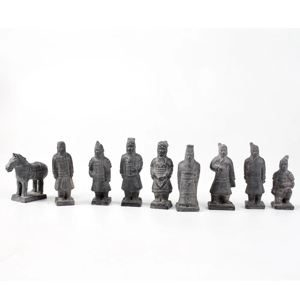 bluestone material Artificial Emperor Qin's Terracotta Warriors of nine-piece sets bluestone material handicrafts ornaments