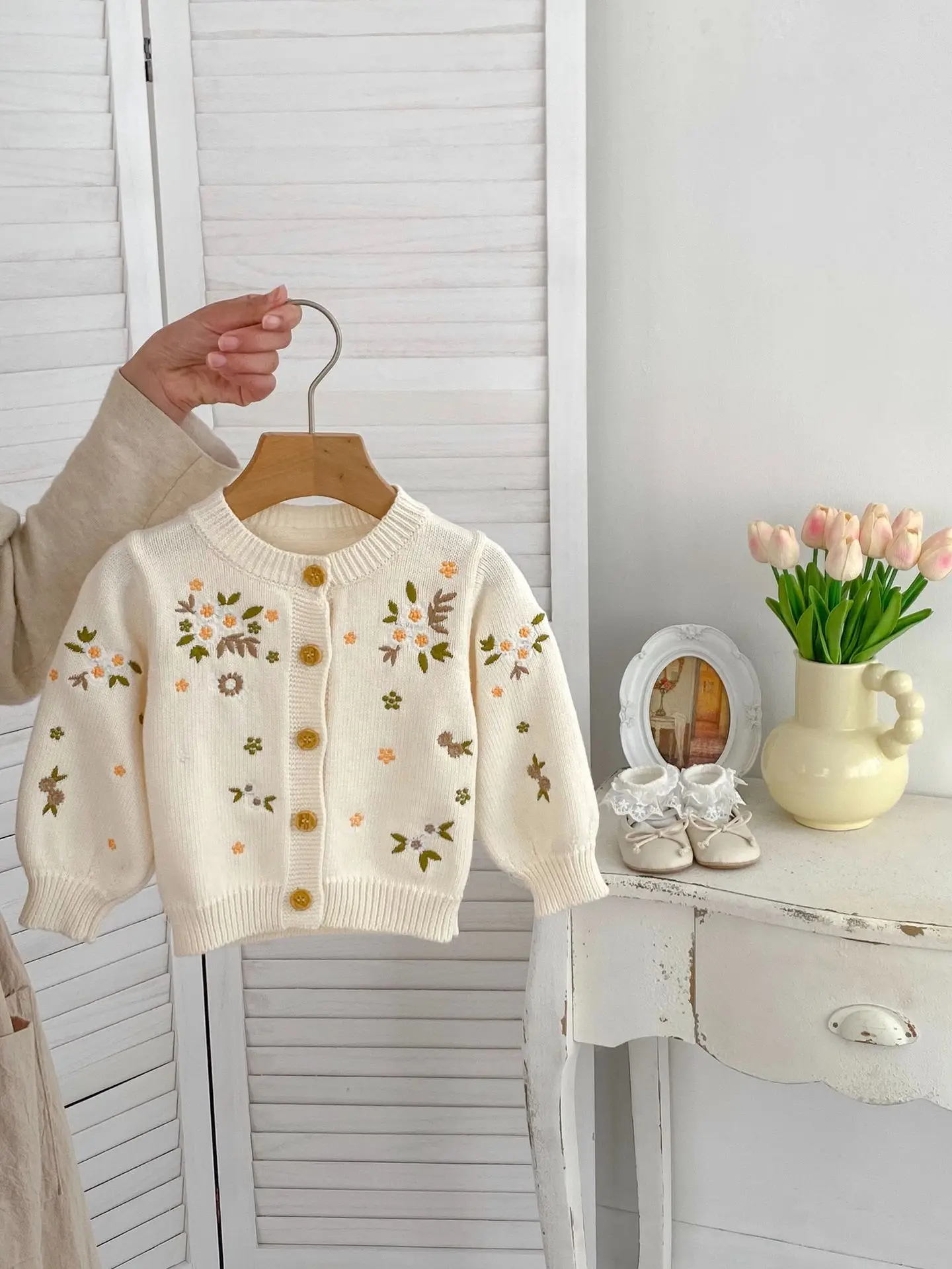 

Autumn Baby Girl Clothes Newborn Knitted Baby Cardigan For Girls Embroidery Cotton Infant Jumper Toddler Sweater Cardigan Coat