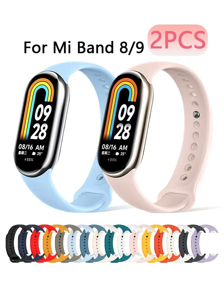 2PCS สร้อยข้อมือสําหรับ Mi Band 8 9 สาย NFC อุปกรณ์เสริมกีฬาซิลิโคน SmartWatch สายรัดข้อมือ Pulseira Correa Xiaomi Mi Band 9 8 สาย