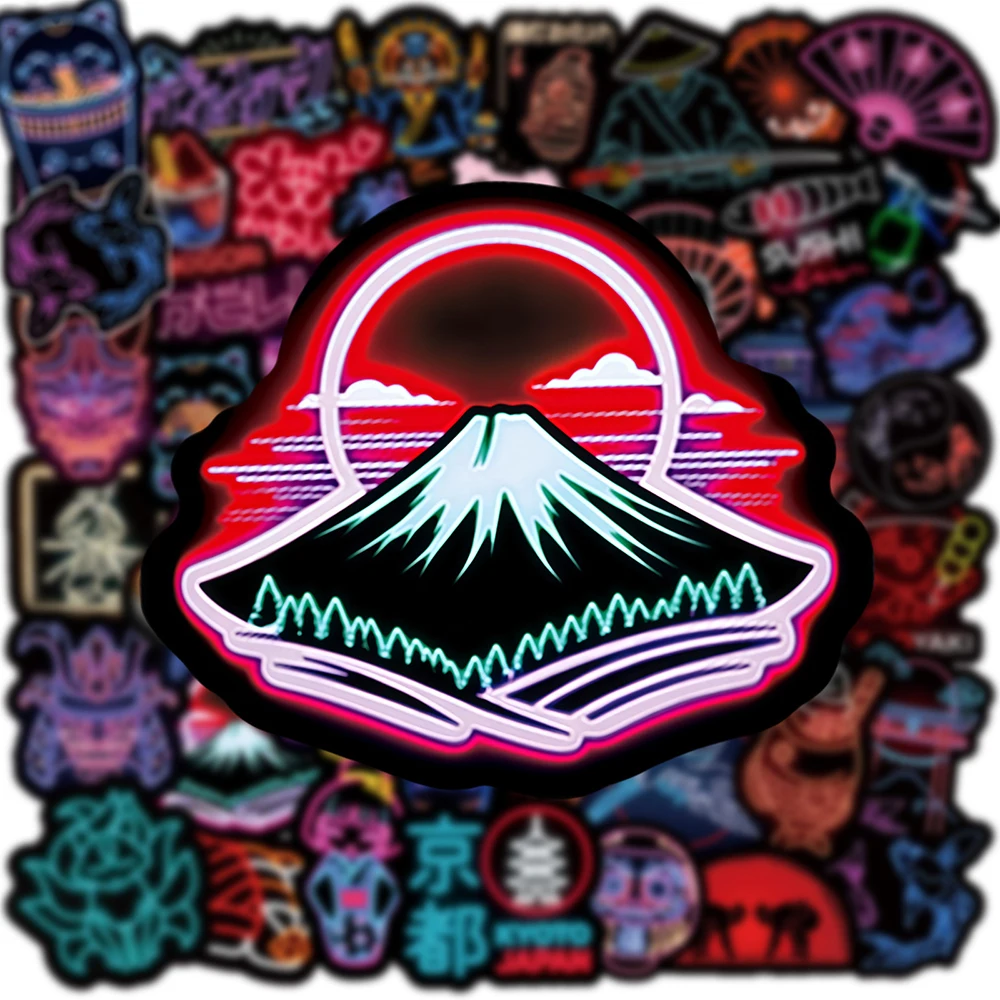 

10/30/50pcs Cool Japan Style Neon Light Stickers Cartoon Graffiti Decals for Notebook Helmet Phone Bike Waterproof Sticker Toy