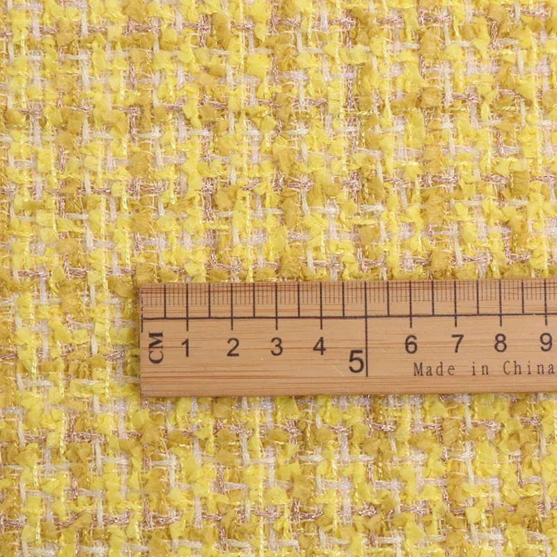 50x145cm Yellow Color Gold Wire Yarn-Dyed Braided Tweed Fabric For Women Autumn Jacket Dress Suits Coat Handbag DIY Cloth Sewing