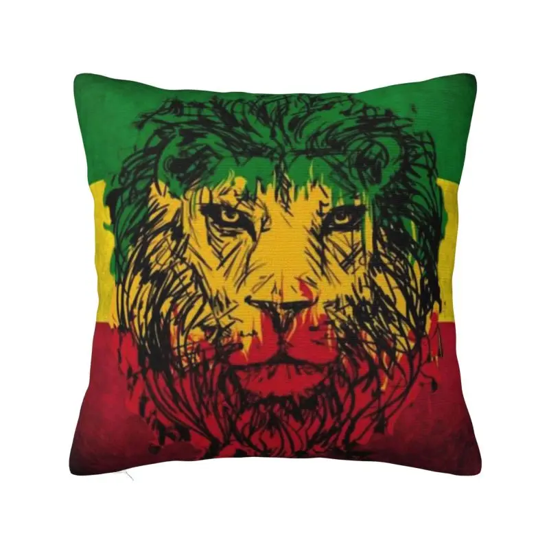 

Modern Lion Of Judah Rasta Jamaican Reggae Cushion Cover for Sofa Soft Rastafarian Art Throw Pillow Case Living Room Decoration