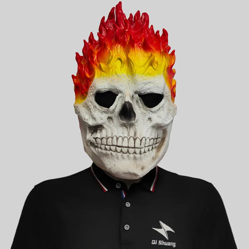 

Flame Skull Mask Makeup Ball Horror Headset Halloween Party Joke Prop Party Mask Latex Headset