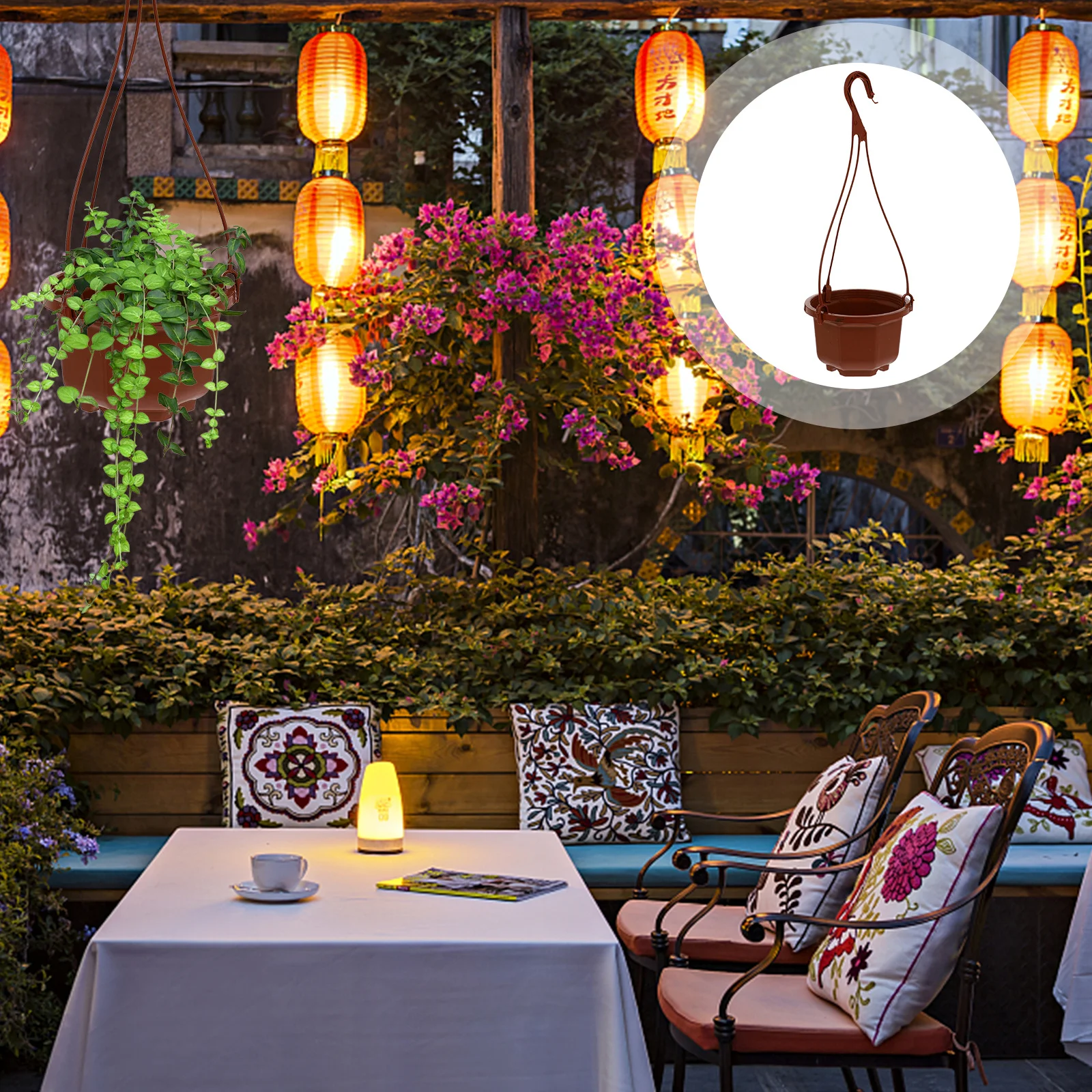 

6Sets Decorative Flowerpot Well Arranged Design Hanging Plant Pot for Living Room Bar Garden Hanging Basket Container