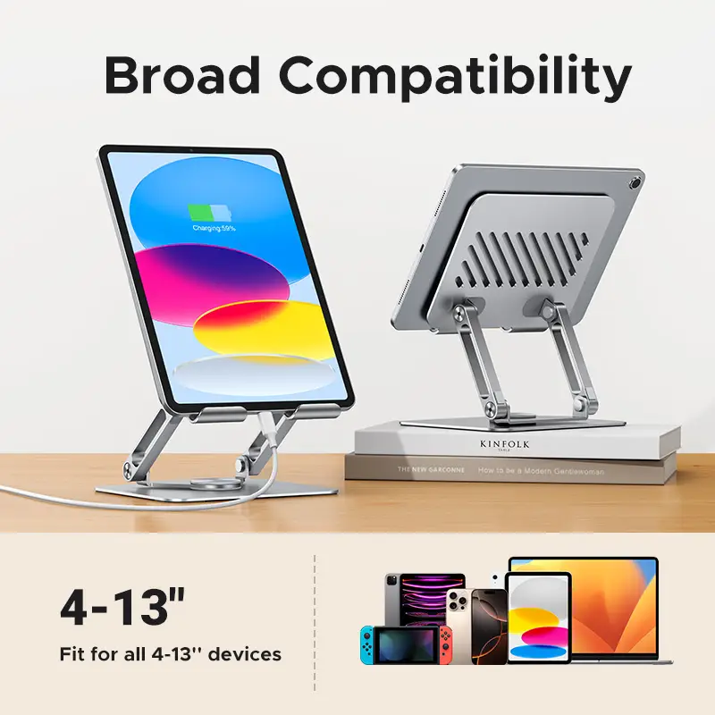 UGREEN Tablet Phone Stand 360°Rotatable Aluminum iPad Stand For iPad Pro iPhone Xiaomi Tablet Support Laptop Stand Tablet Holder - 4