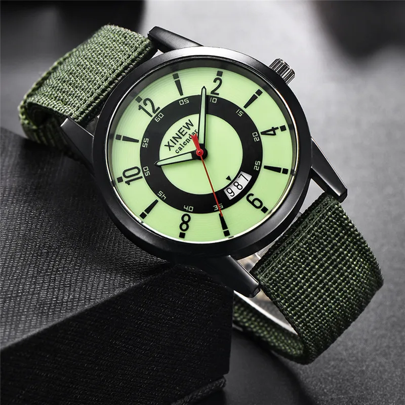 XINEW 남성용 저렴한 시계, 캐주얼 가죽 밴드, 스포츠 군대 날짜 쿼츠 손목 시계, Erkek Barato Saat, 오리지널 브랜드 패션