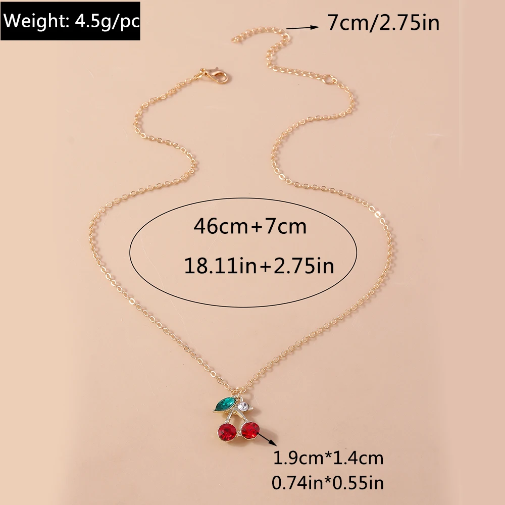 Aihua Neue Reizende Gold Farbe Rote Kirsche Anhänger Halskette Für Frauen Persönlichkeit Halskette Hochzeit Schmuck Geburtstag Geschenke – Detail 13