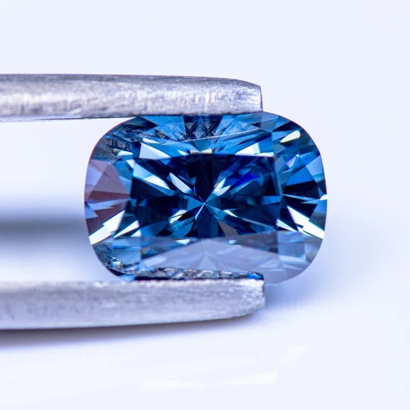 Moissanit-Edelstein in Natürlicher Farbe, Königsblau, Kissen-Schliff, DIY-Material für Ringe, Halsketten und Ohrringe mit Rep – Detail 5