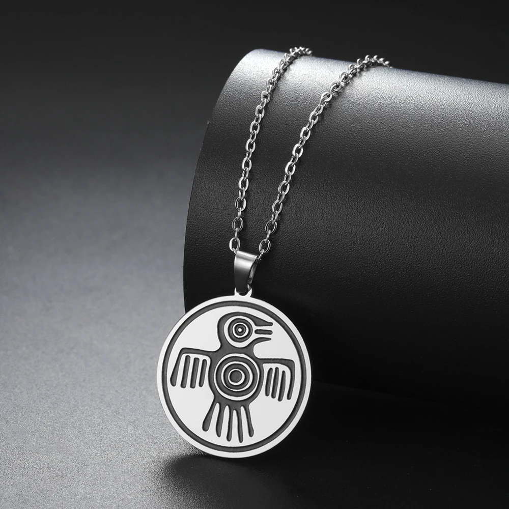 Dawapara aztekischen Geist Vogel Symbol Halskette Maya Kultur Kraft Stärke und Mut Amulett Anhänger Edelstahl Schmuck – Detail 16