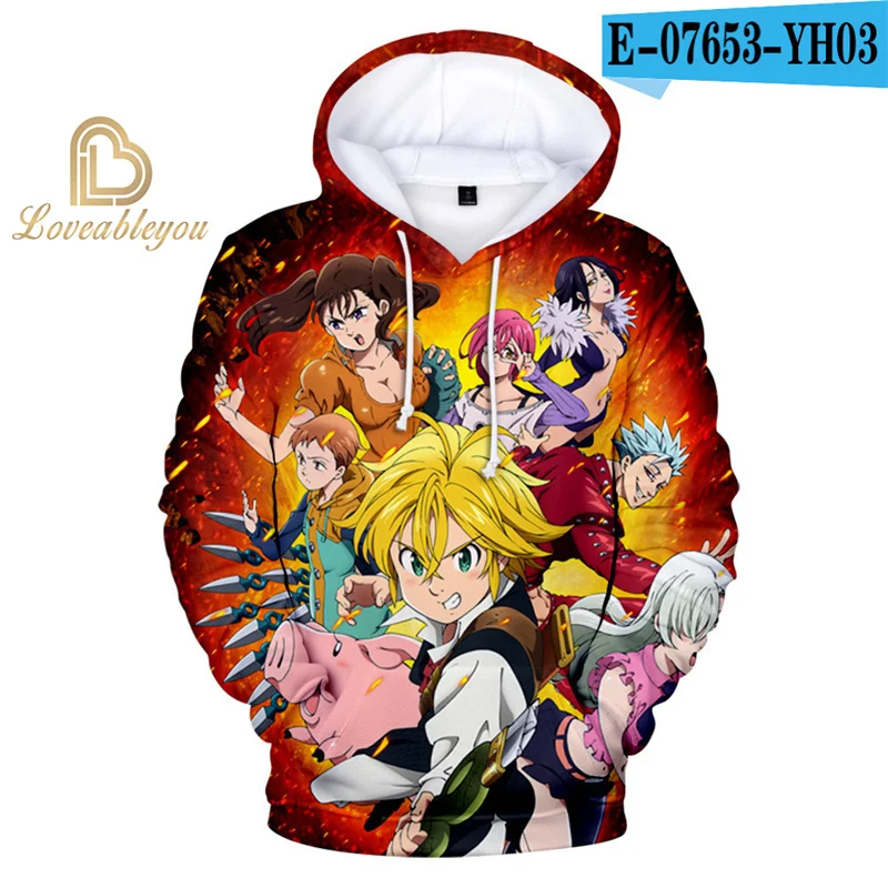 The Seven Deadly Sins Cosplay Costume, Sweats à capuche Anime japonais, Sweat à capuche graphique de dessin animé drôle, Harajuku, Manga, PVD,