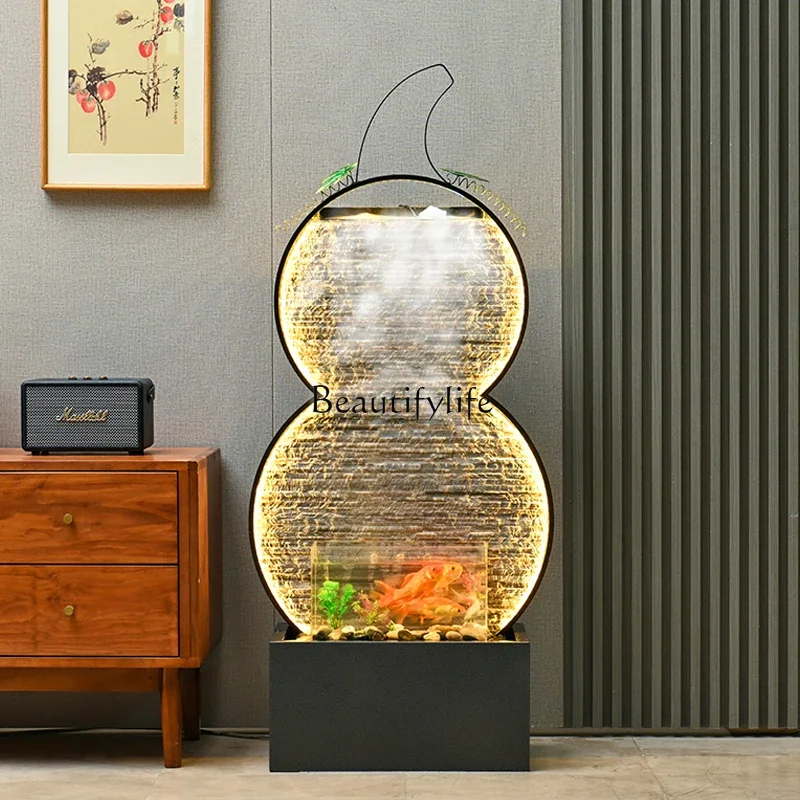 

FG17Flowing water ornament, water curtain wall, entrance entrance, large-scale lucky landing decoration, office water feature
