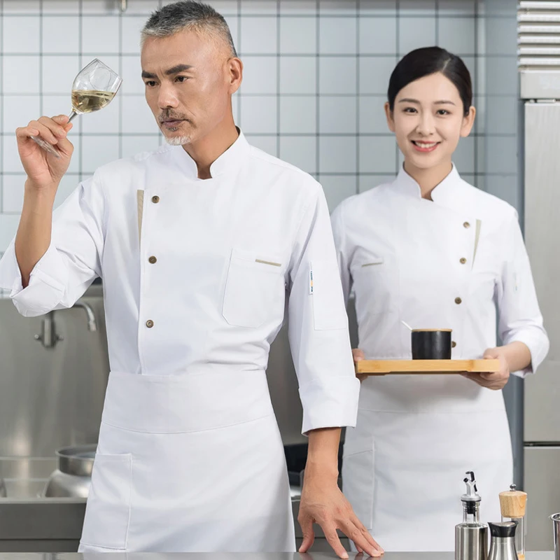 Hotel Chef Uniform Kitchen Shirt Unisexs Restaurant Cooking Coat Cook Jackets Bakery Pastry Cafe Waiter Working Clothes