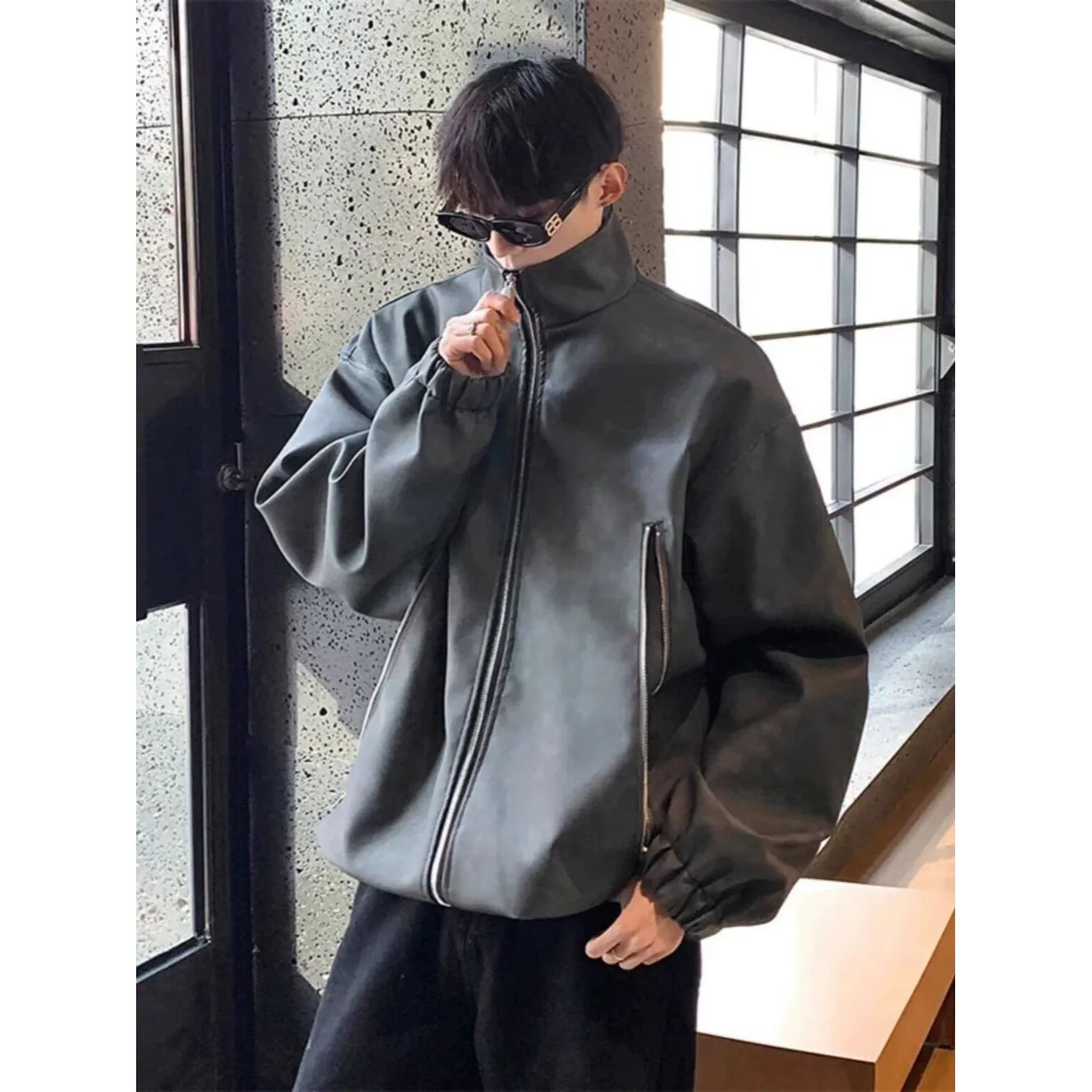 

Мужское куртка из искусственной кожи American High Street Sle, водонепроницаемое повседневное осеннее модное брендовое функциональное крутое пальто для пар