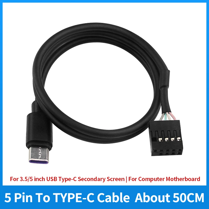 5Pin zu TYPE-C Kabel für 3,5 zoll 5 zoll USB Typ-C Sekundären Bildschirm für Computer Motherboard