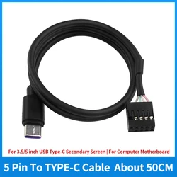 5-pins naar TYPE-C-kabel voor 3,5 inch 5 inch USB Type-C secundair scherm voor computermoederbord