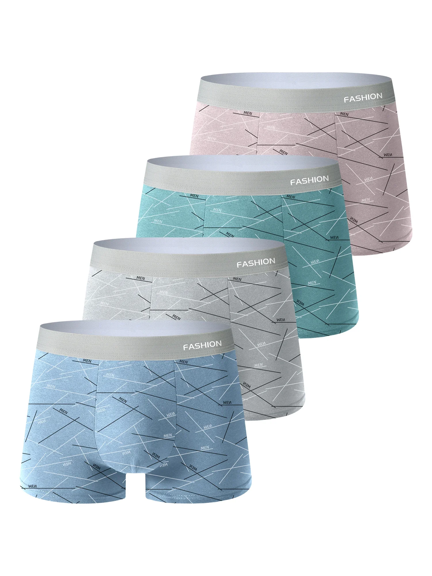 4 Pieces of Men's Underwear Comfortable Soft Fashionable Trendy Individual Men's Boxer Briefs Line Athleisure Pants