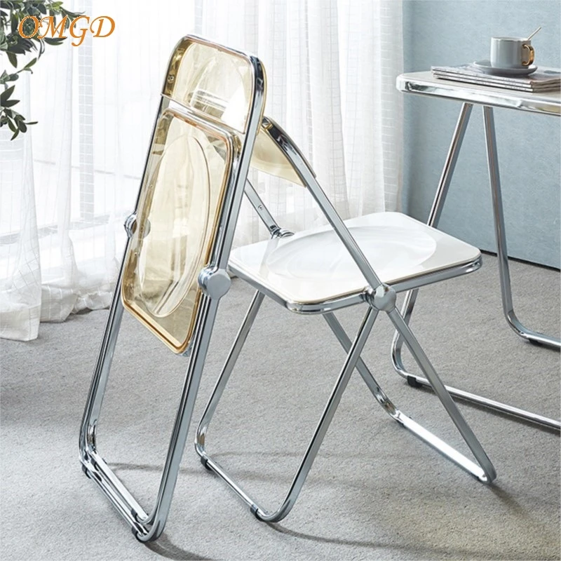 OMGD Folding Chair Office Conference Chair Leisure Restaurant Modern Backrest Chair Acrylic Transparent Table And Chair Set