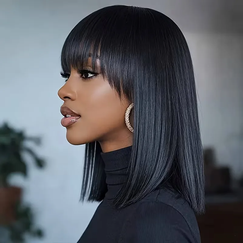 black-straight-medium-length-bob-wig-with-neat-bangs-natural-looks-synthetic-hair-for-women-daily-party-use-sleek-soft-easy-wear