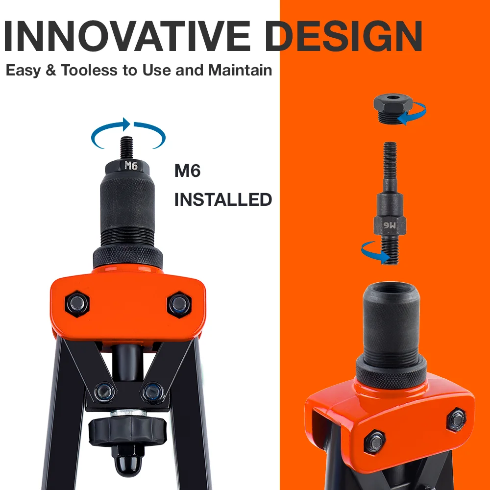 M3 M4 M5 M6 M8 M10 Rivet Nut Gun, Riveting Tool Kit, Professional Manual Nut Installation Kit Including Wrench And Carrying Case