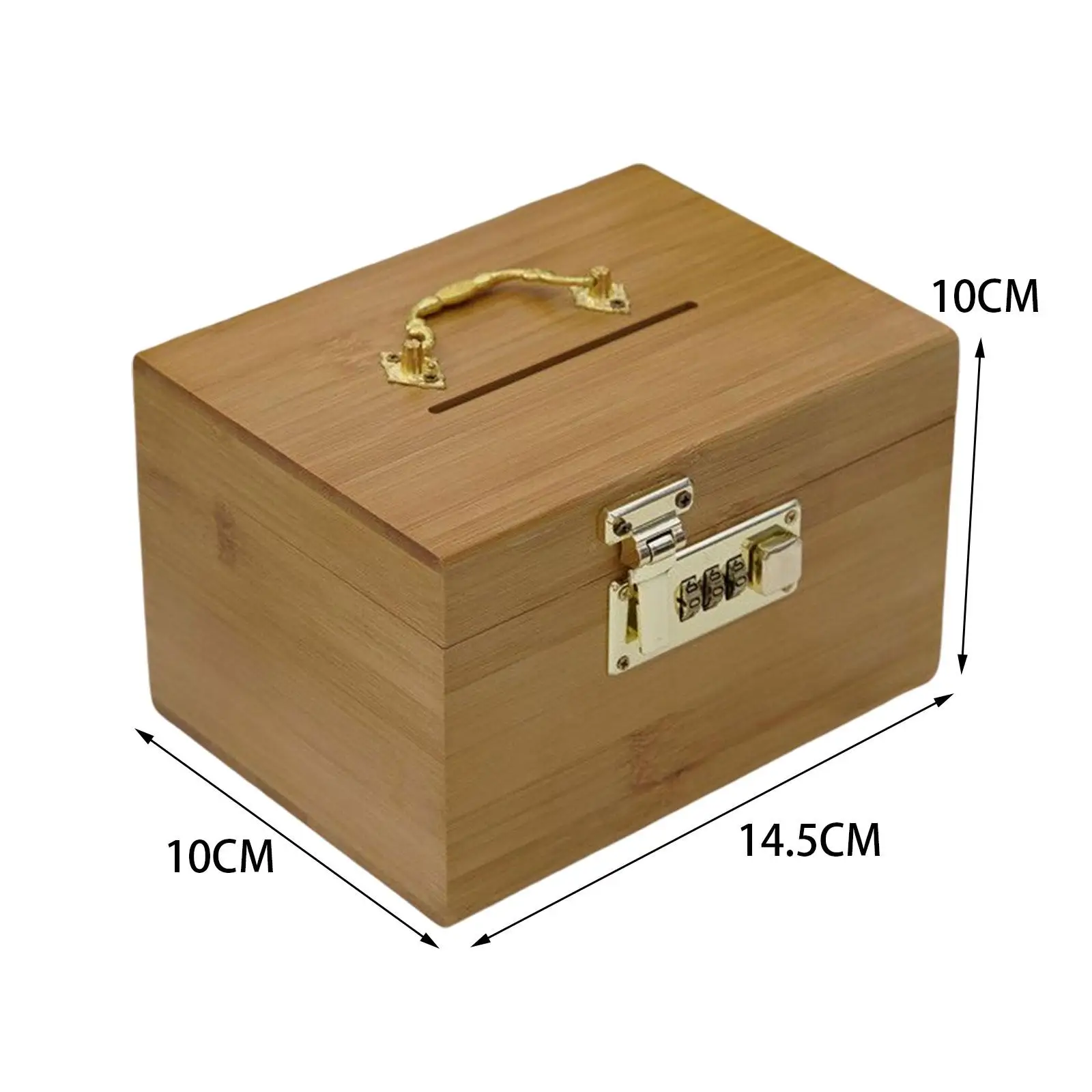 Wooden Money Box Savings Decorative Retro Antique Password Storage Box Jewelry Storage Case for Gift, 14.5X10X10CM