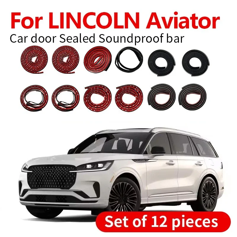 Car Door Seal Strip Rubber Double Layer Sealing Protector Soundproof Dustproof Seal Strip 12PCS Set For LINCOLN Aviator U222 CD6