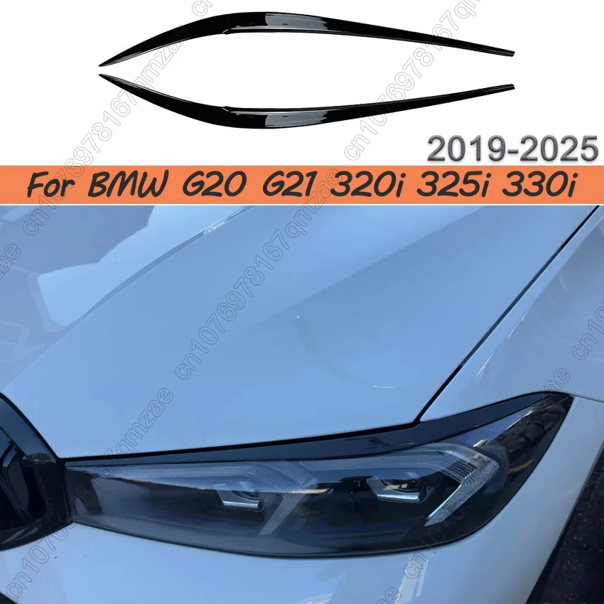 

Headlight Eyelids Eyebrows sticker For BMW G20 G21 320i 325i 330i 2019-2025 Sedan / Touring Gloss Black Lids Plastic Accessories