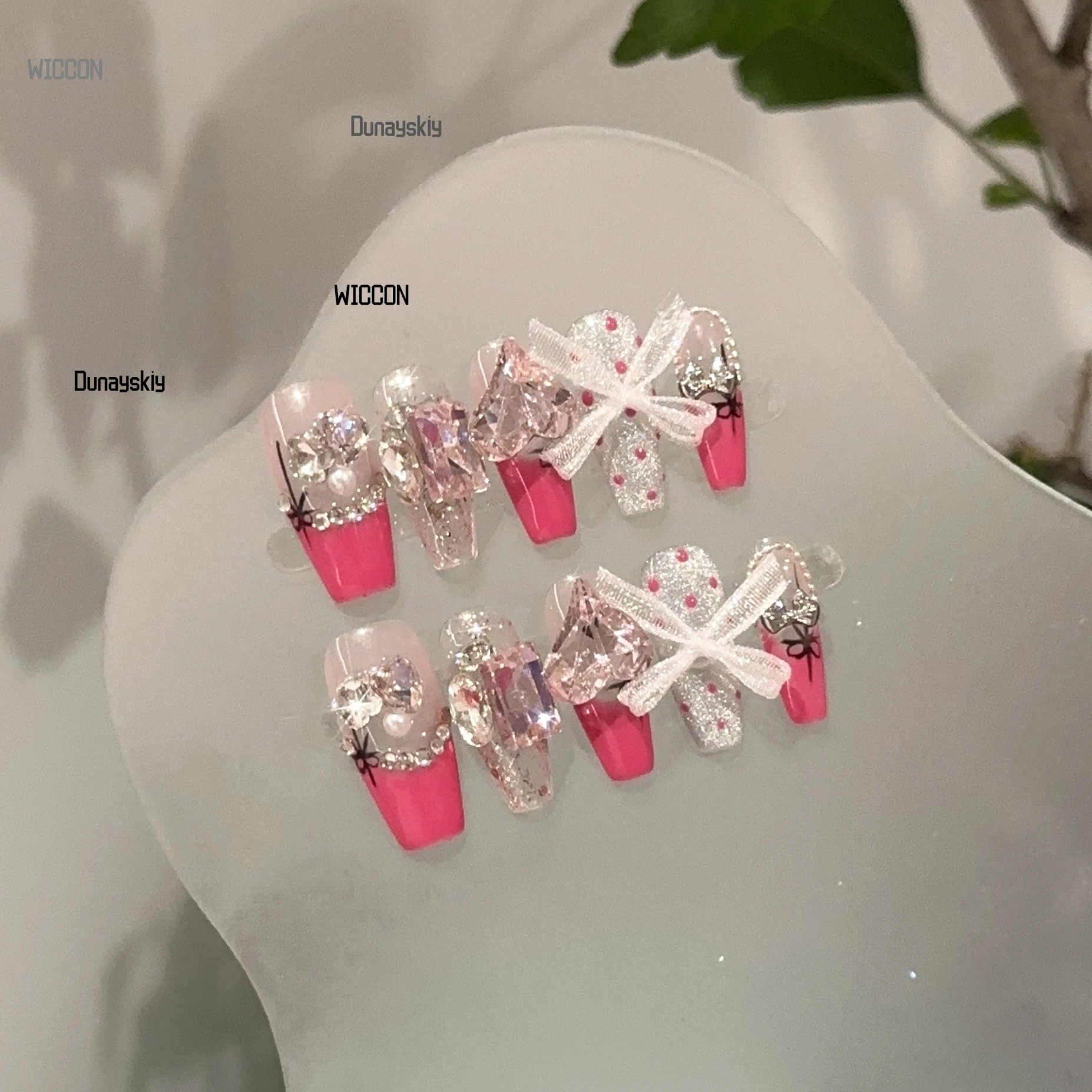 Rose Pink French Lace Bow Love Jirai Kei Girls Cosplay Costumes Accesssions Cool Nails Kawaii Cute Elegant Party Daily Halloween