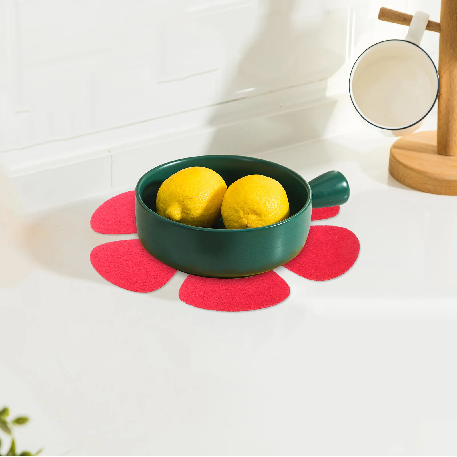 12 Pcs Cup Coasters Pan Protector Cutlery Placemat Heat Resistant Pad Splitter Protective Pads Red Table