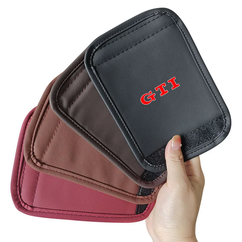 1/2Pcs Car Roof Handle Cover Door Armrest Leather Covering Emblem For VW GTI Lavida POLO Tiguan Passat Golf EOS Scirocco Jetta