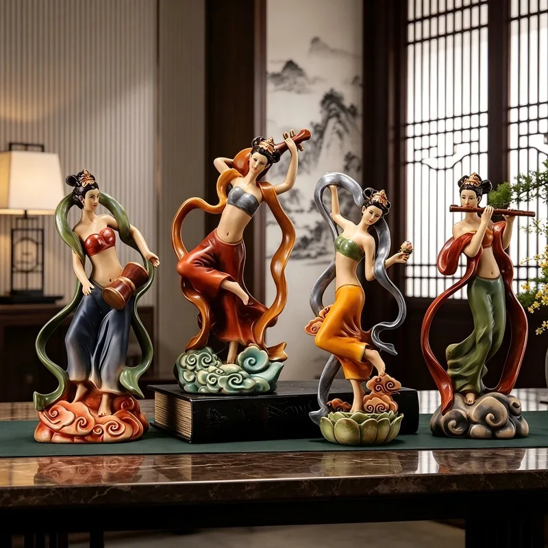 Vintage Flying Apsaras Classical Figure Ornament High End Decor For Wine Cabinet Entryway Bookshelf Craft Display Piece